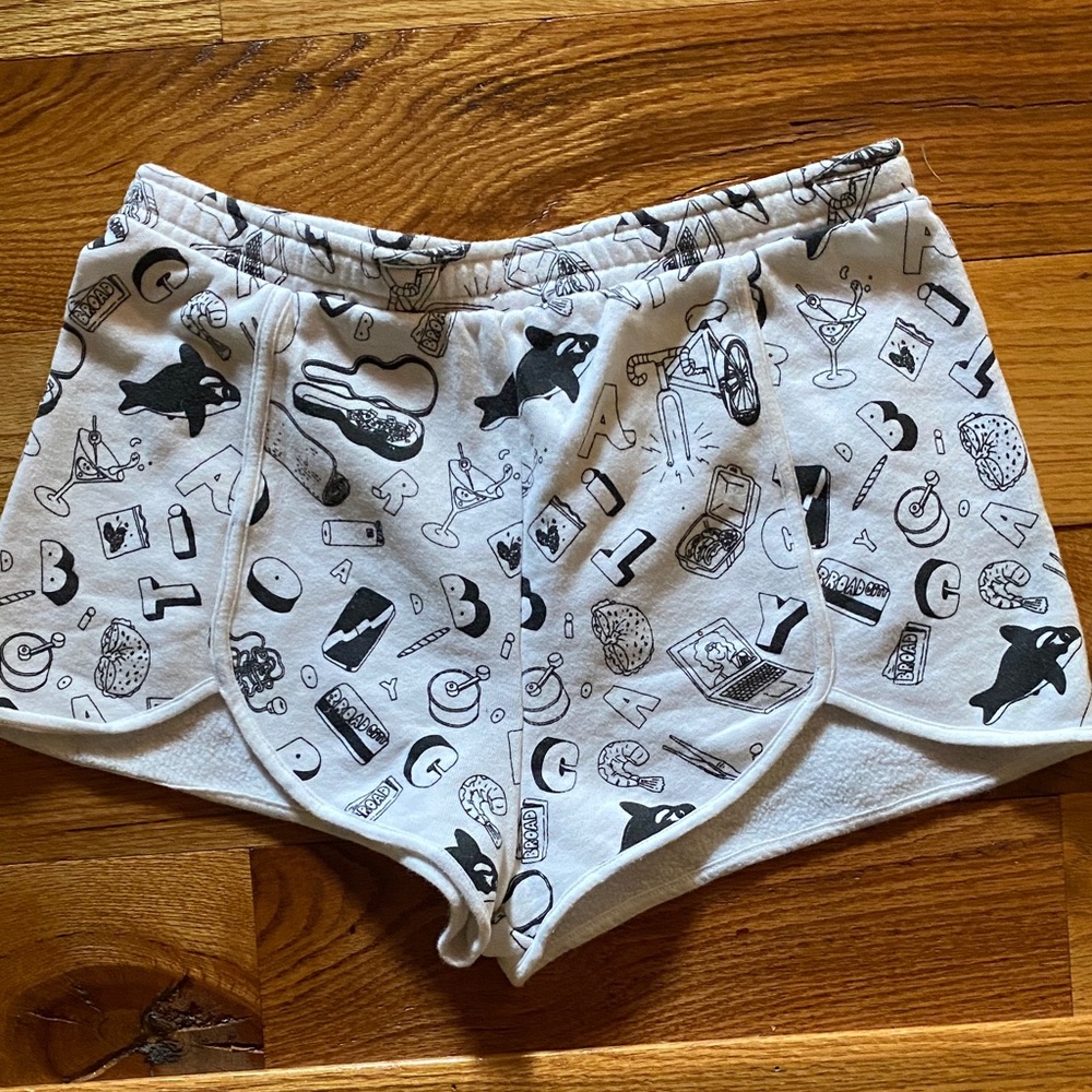 Wildfox Black and White Graphic Athletic Shorts